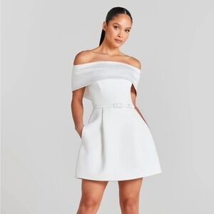 NADINE MERABI Harper Dress - White Bridal Mini Dress
